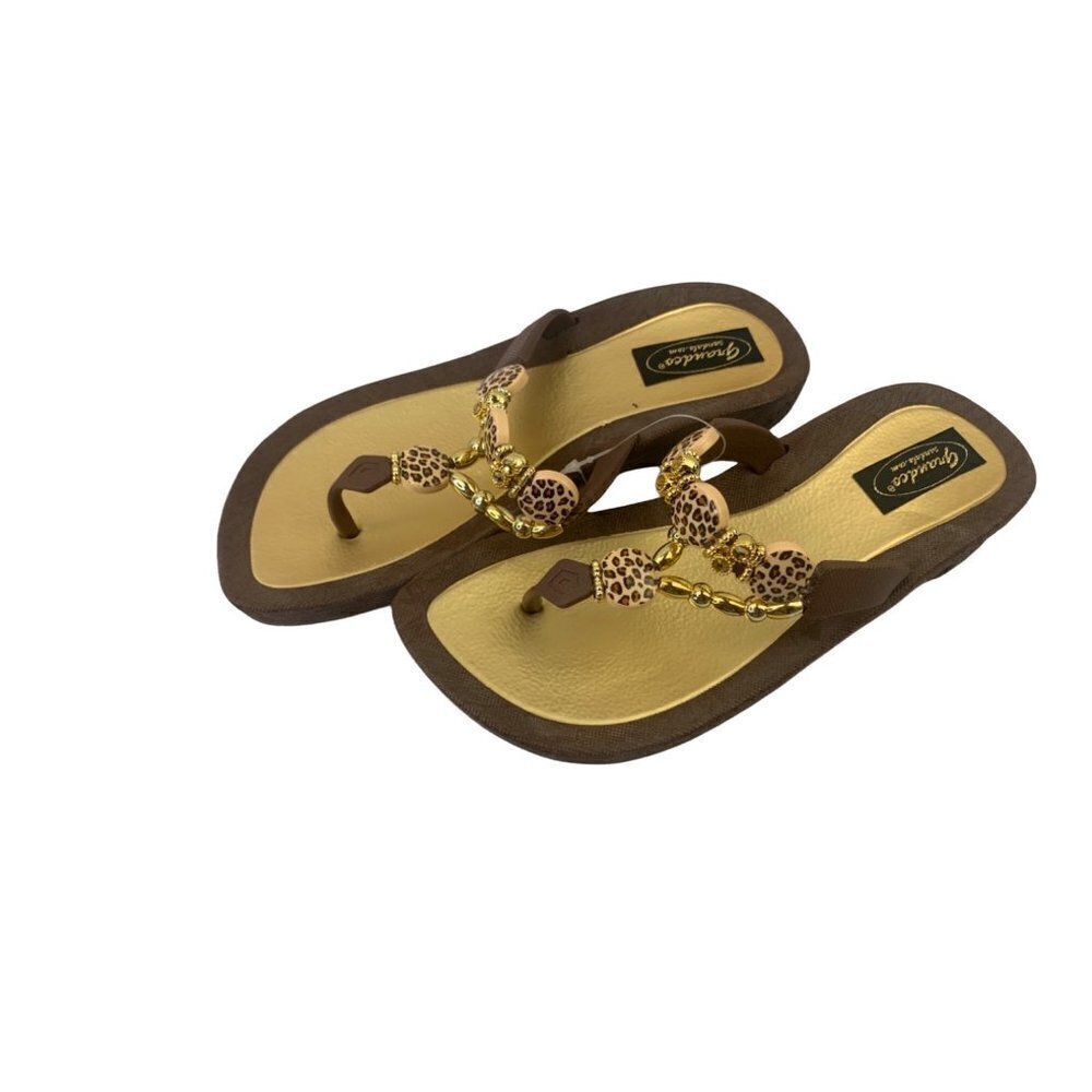 Grand Co Women's Brown & Gold Sandals - Picture 2 of 6